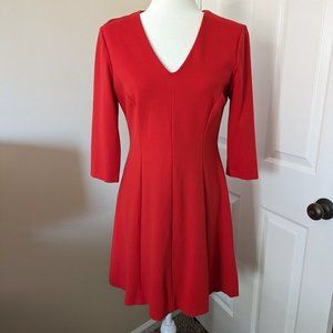 Anne Klein red flared dress size 6 sleeve 3/4, dress with lining